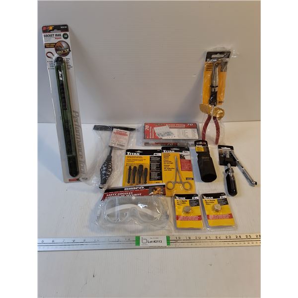 NOS Tool Lot-Chipping Hammer,Hose Grip Pliers,Safety Goggles and more in pictures