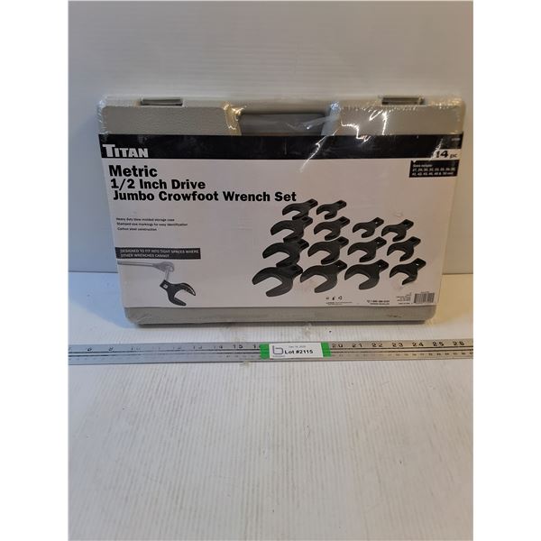 NOS Titan Metric 1/2 Inch Drive Jumbo Crowfoot Wrench Set
