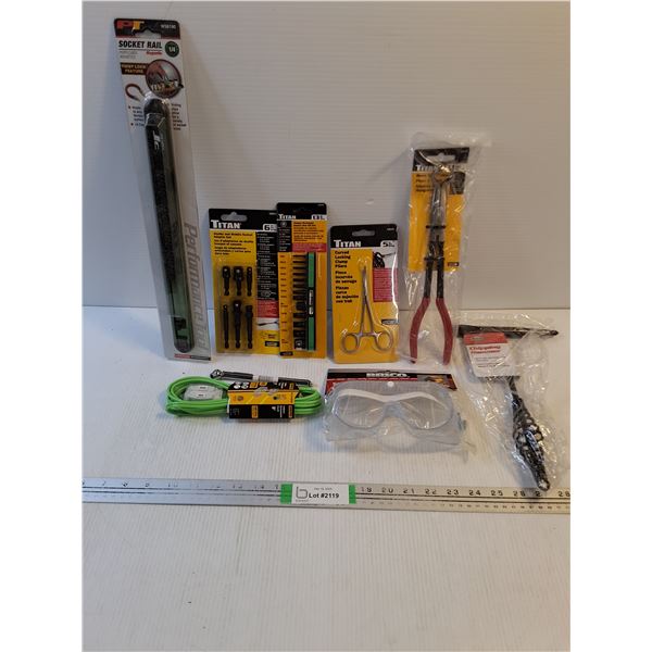 NOS Tool Lot-Hose Grip Pliers,Tamper Resistant Impact Star Bit Set and more as pictured