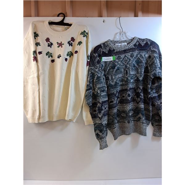 (2) Knitted Sweaters: Ladies Northern Reflection (Lg) & Mens Jonathan Bryan (Sm)