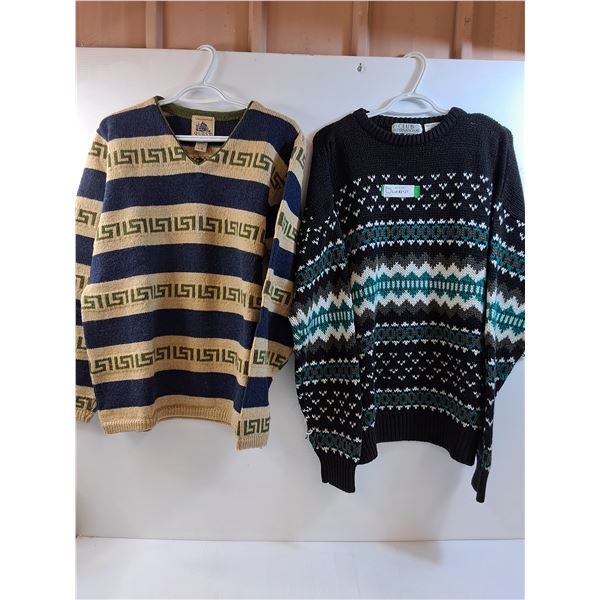 (2) Mens Knitted Sweaters - Size Large & XL - Club International & Unlimited Quest