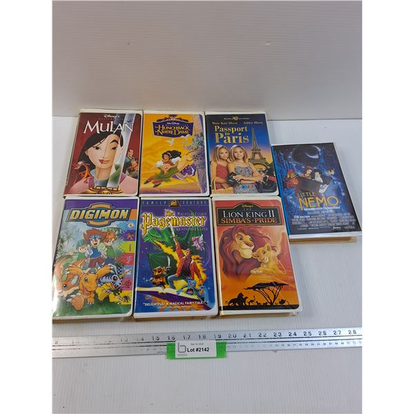 (7) VHS: Mulan, Digimon, Pagemaster, Pagemaster, Misc