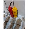 Image 3 : (5) Glass Insulator Posts w/Four Insulators, Condiment Carriers, Shoe Studs, Misc