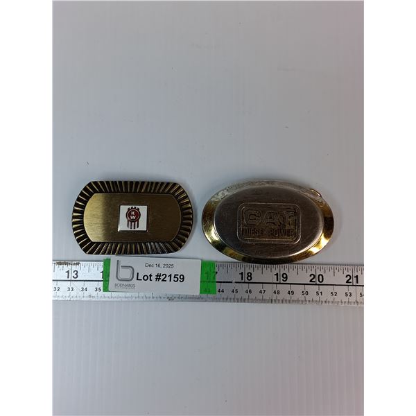 (2) Metal Belt Buckles- CAT Diesel Power, Kenworth Themed