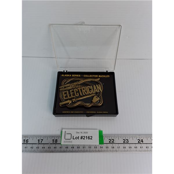 Brass Belt Buckle- Electrician Themed