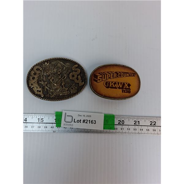 (2) Belt Buckles- Country Soul- Brass, Super Country CKWX- Metal