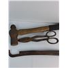 Image 2 : Hammer, Pair Of Metal Shears, A Drawknife