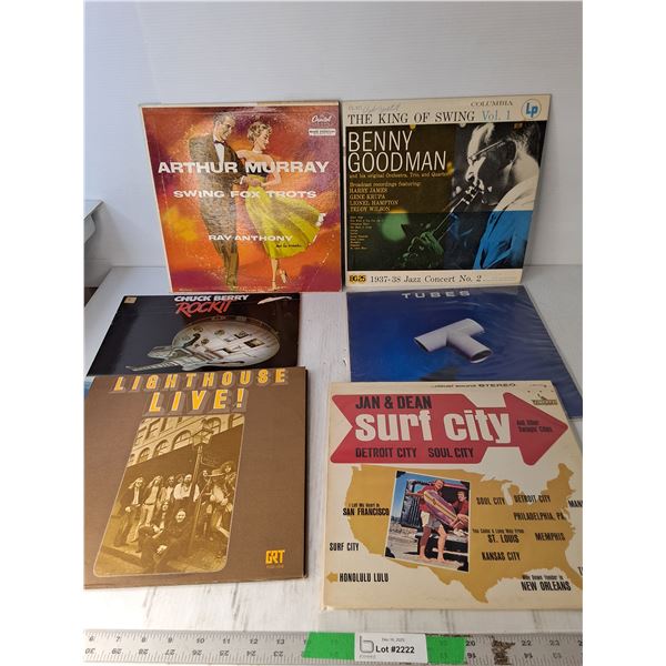 (6) Records- Arthur Murray, Benny Goodman, Chuck Berry, Tube, Lighthouse Live, Jan&  Dean