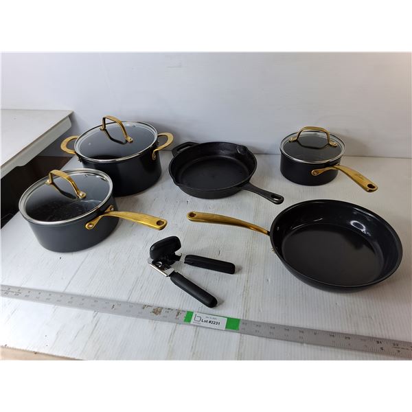 Pots, Pans & Can Opener- Lagostina, Tramontina, Oxo