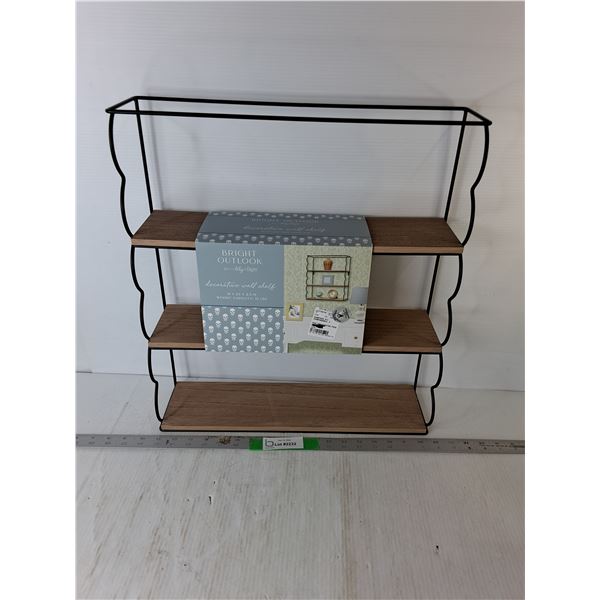 Home Sense Metal & Wood Style Wall Shelf- New
