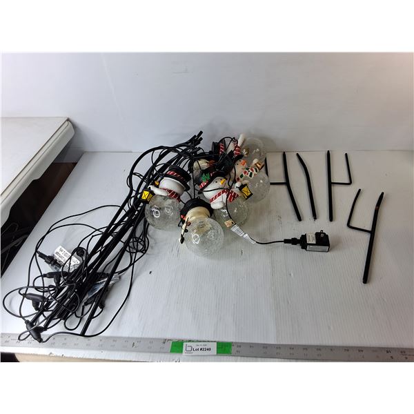 Lightup Glass Snowmen & Ground Stakes- One Bulb Working, Cannot Ship