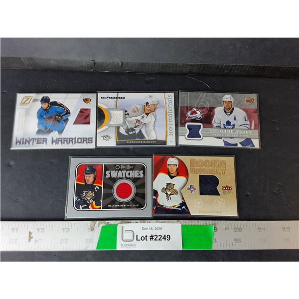 (5) NHL Cards with Jersey Fabric- Darcy Tucker, Olli Jokinen, Zach Bogosian, Misc. Misc. Cannot A