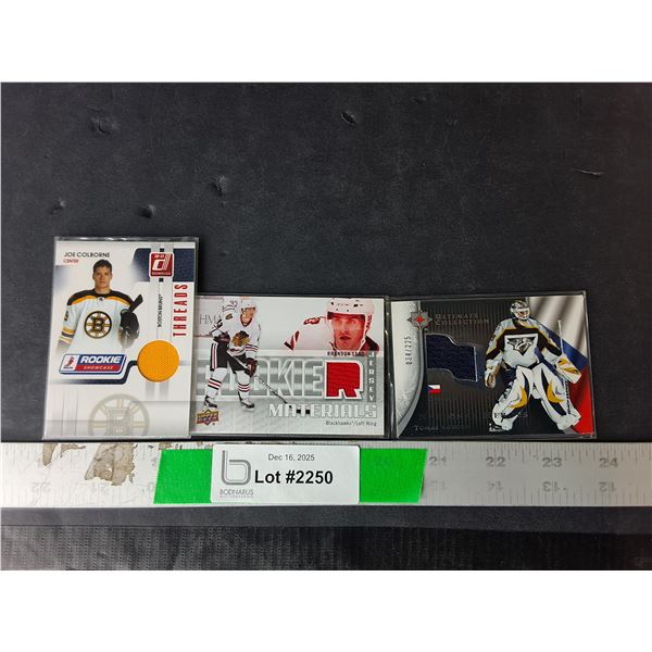(3) NHL Cards with Jersey Material- Joe Colborne, Brandon Saad, Tomas Vokoun. Cannot Authenticate