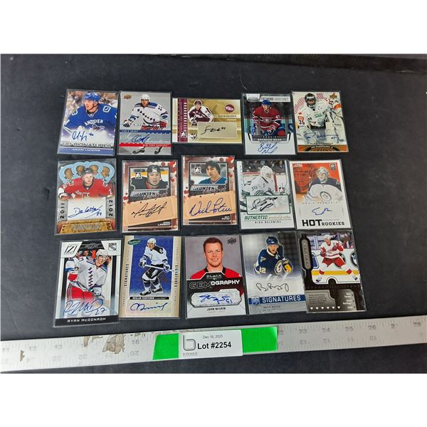 (15) Autographed NHL Cards- Brendon Nash, Brad Boyes, Steve Yzerman, Misc. Cannot Authenticate