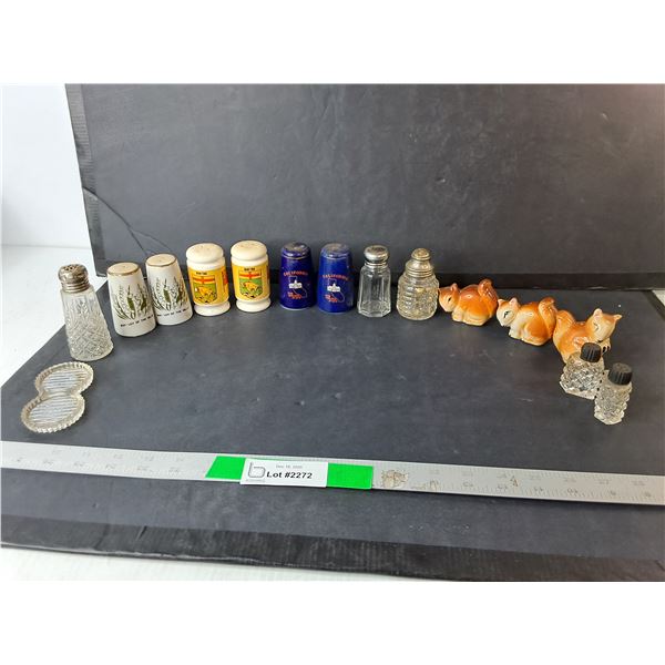 Glass & Ceramic Salt & Pepper Shakers- Manitoba, California, Misc.