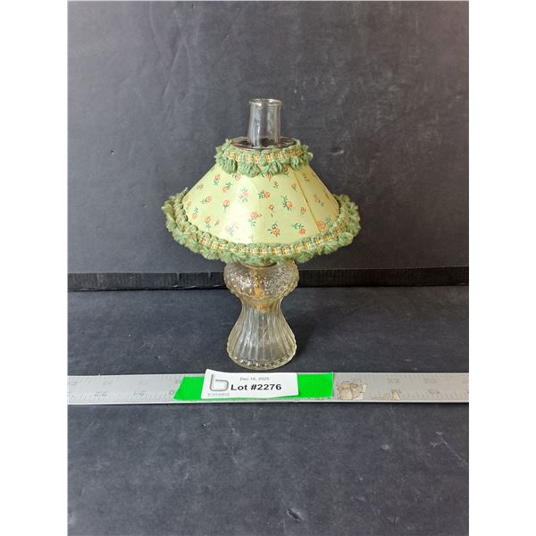 Miniature Oil Lamp with Fabric Shade 7.75"