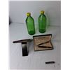 Image 3 : Queen Elizabeth Tray 16" x 12", Fountain Pen, (2) Vintage Glass Bottles, Misc.