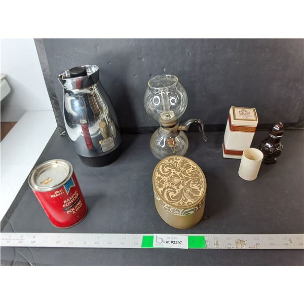 Pyrex Silex Vacuum Coffee Pot, Avon Cologne Bottle- Full, Stainless Steel Pitcher, Misc. Cannot Ship