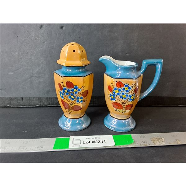 Decorative Ceramic Creamer & Sugar Shaker