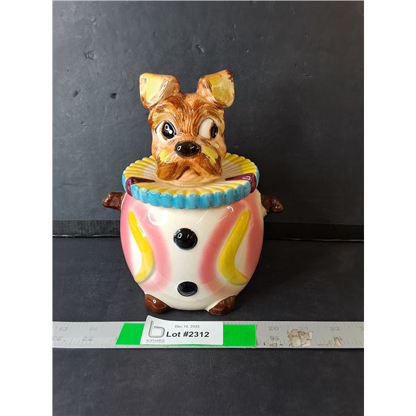 Ceramic Circus Puppy Cookie Jar 8.25"