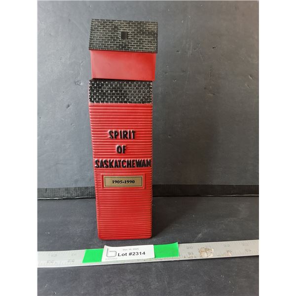 Saskatchewan 85th Anniversary Elevator Liquor Bottle 11.5"- Empty