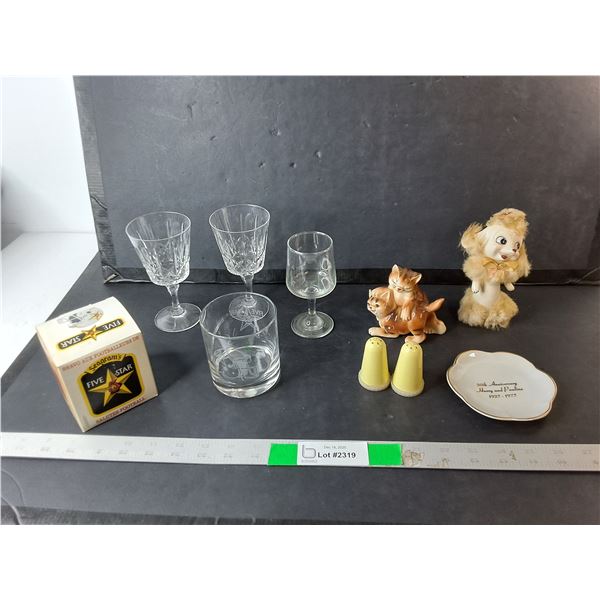 Liquor Glasses, Pet Figurines, Salt & Pepper Shakers