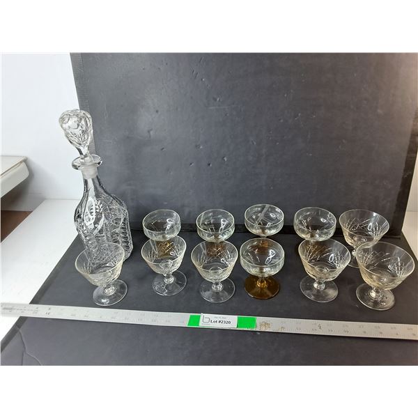 (11) Martini Glasses & Decanter 13"