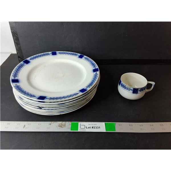 (9) Ceramic Plates 10" & Teacup