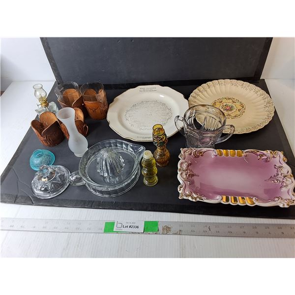 Glass Lemon Squeezer, Decorative Plates, Miniature Oil Lamps, Misc.