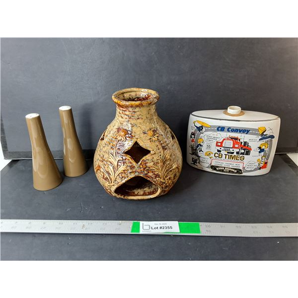 CB Convoy Decanter, Ceramic Vase 8", Salt & Pepper Shaker
