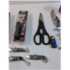 Image 3 : Lot: Humidor Solution (CANNOT SHIP), Flashlight, (5) Utility Knives, Knife, Scissors, Misc