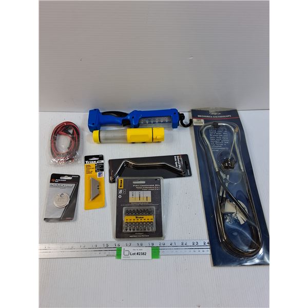 Tool Lot: Spark Plug Gapper, Flashlight, Mechanics Stethoscope, Misc