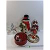 Image 1 : Christmas Lot: Snowmen, Ornaments, Bead Garlands, Tree Topper Star