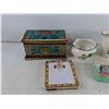 Image 2 : Ceramic Creamer & Sugar Set, Vintage Prince Albert, Herb Tea Tins, Ornate Decorative Box