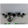Image 4 : Vintage Miniature Pewter Ware Lot - Pitchers, Tankards & Footed Bowl