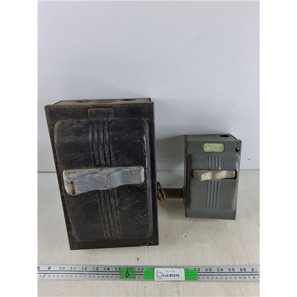 (2) Vintage Electrical Disconnect Switch Boxes - As Is