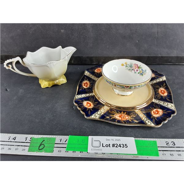 Vintage Ceramics - Royal Leighton Plate, English Sugar Bowl, German Creamer