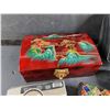 Image 2 : Beaded Lipstick Holder, Jewelry Box, (2) Retro Nikon & Keystone Film Cameras - As Is