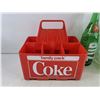 Image 2 : Vintage Coca Cola 6 Bottle Caddy, Vintage 750ml 7UP and Pepsi Cola Glass Bottles