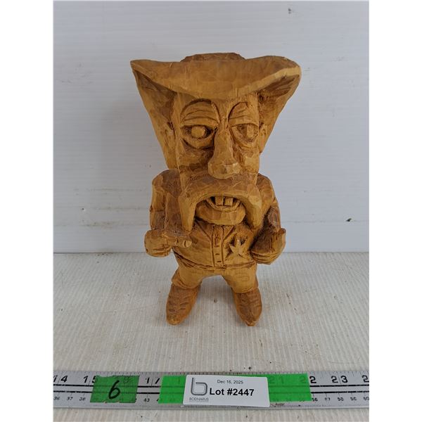 Carved Wood Western Sheriff Sculpture 9"