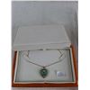 Image 2 : ^Stamped 14k Yellow Gold Diamond Emerald Pendant Necklace, Comes with a Jewelry Appraisal Letter