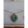 Image 3 : ^Stamped 14k Yellow Gold Diamond Emerald Pendant Necklace, Comes with a Jewelry Appraisal Letter