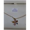 Image 3 : ^Stamped 14k Yellow Gold Diamond Sapphire Pendant Necklace, Comes with a Jewelry Appraisal Letter