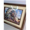 Image 3 : Wood Framed Indigenous Chief Multi Layered Art Work Approx 15.5"x12.5"