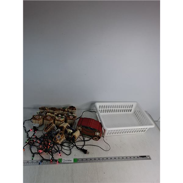 1992 Mr.Christmas Holiday Carousel, Christmas Lights- Power On, Storage Basket Approx 15.5"x11"