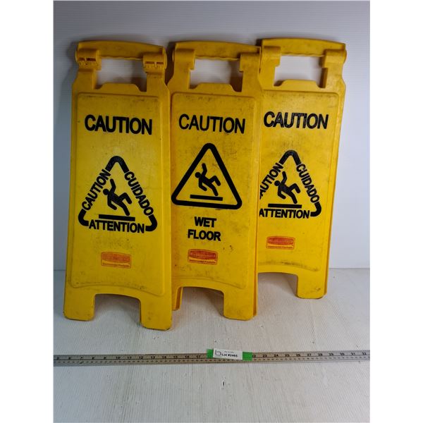 (3) Rubbermaid Caution Wet Floor Signs 26"