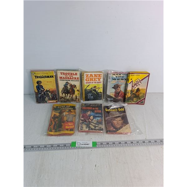 (8) Vintage Pop Fiction Western- Triggerman, Trouble On The Massacre