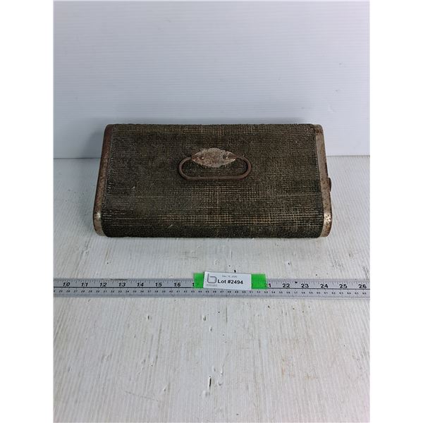 Antique Carpeted Metal Carriage Foot Warmer 13.5"x 8"