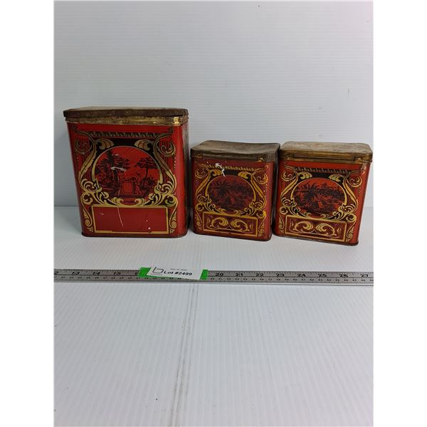 (3) Tin Containers Up To 6.5" x 4" x 7.5"