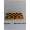 Image 1 : Vintage Wooden Folding Chess Board Box With Pieces Inside 15"x 7.5"
